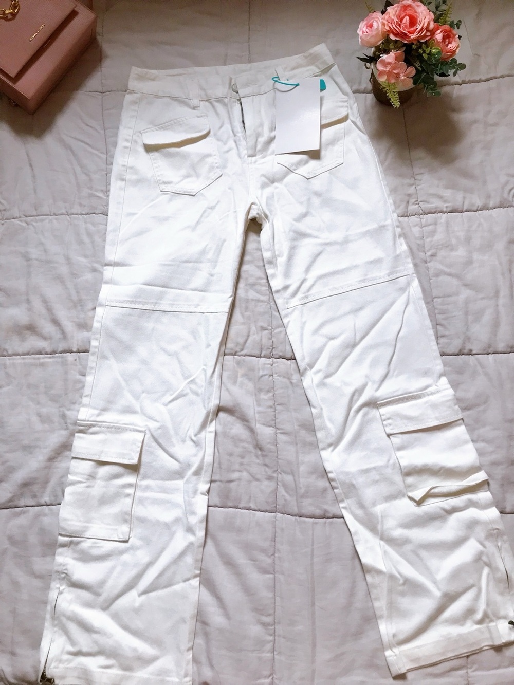 White Cargo Utility Pants
